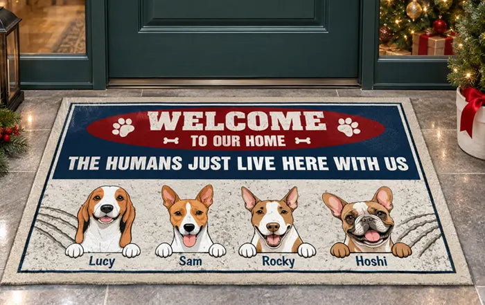 Personaliized welcome doormat with dog