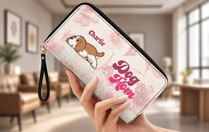 Personalized leather wallet for dog lovers